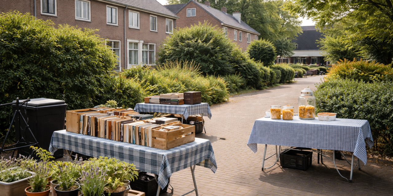 Buurtbewoners verrassen elkaar met mini-markt in Amersfoort-Zuid: ‘Gewoon iets gezelligs doen’