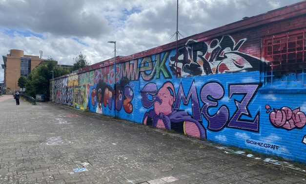 Meterslange graffitikunst siert spoorweg in Hilversum