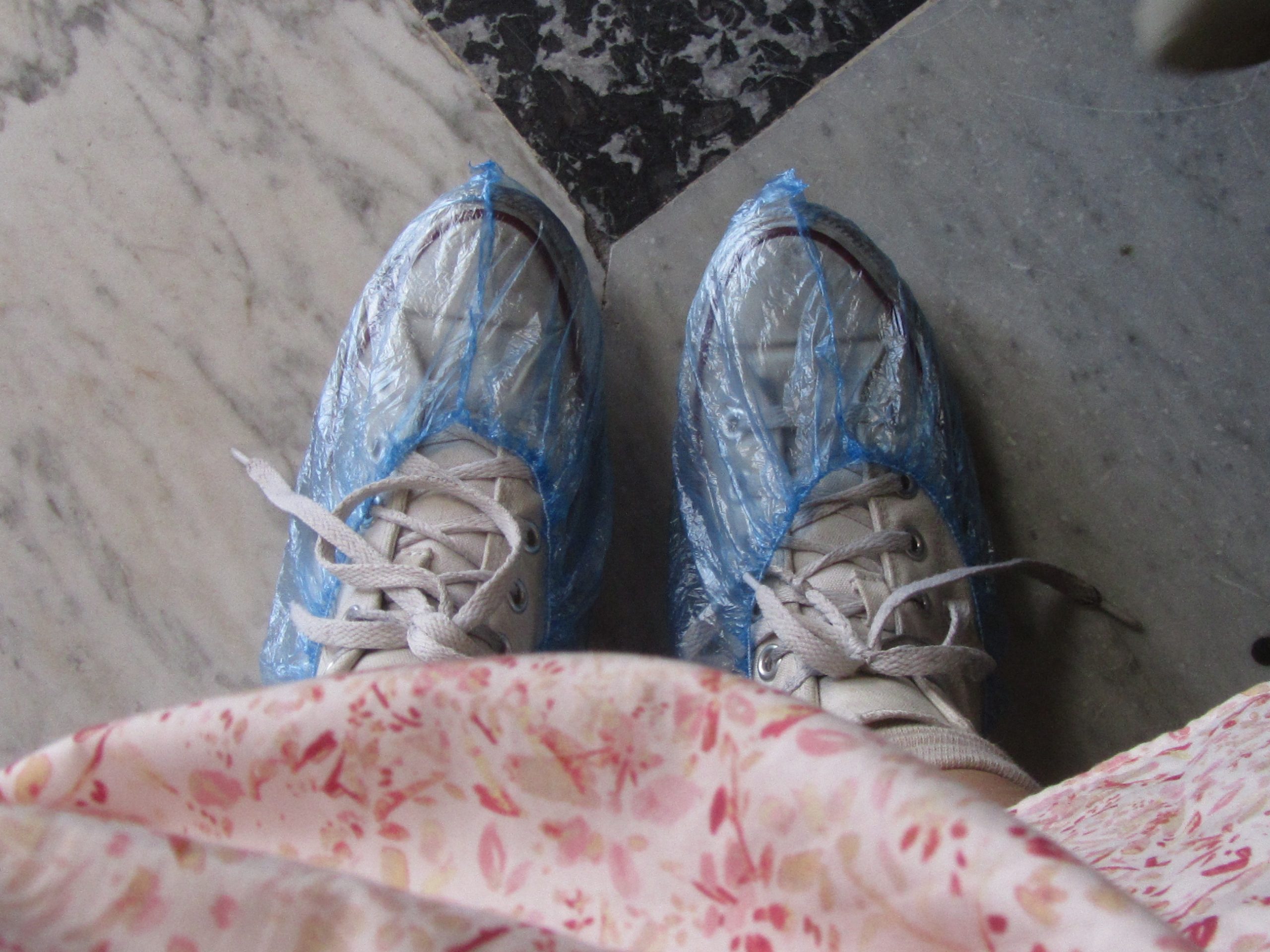 The plastic coverings used to keep the inside of the palace in good condition