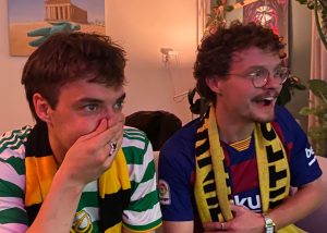 Football fans reacting to Vitesse game