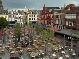 A terrace square surrounded by houses in Utrecht