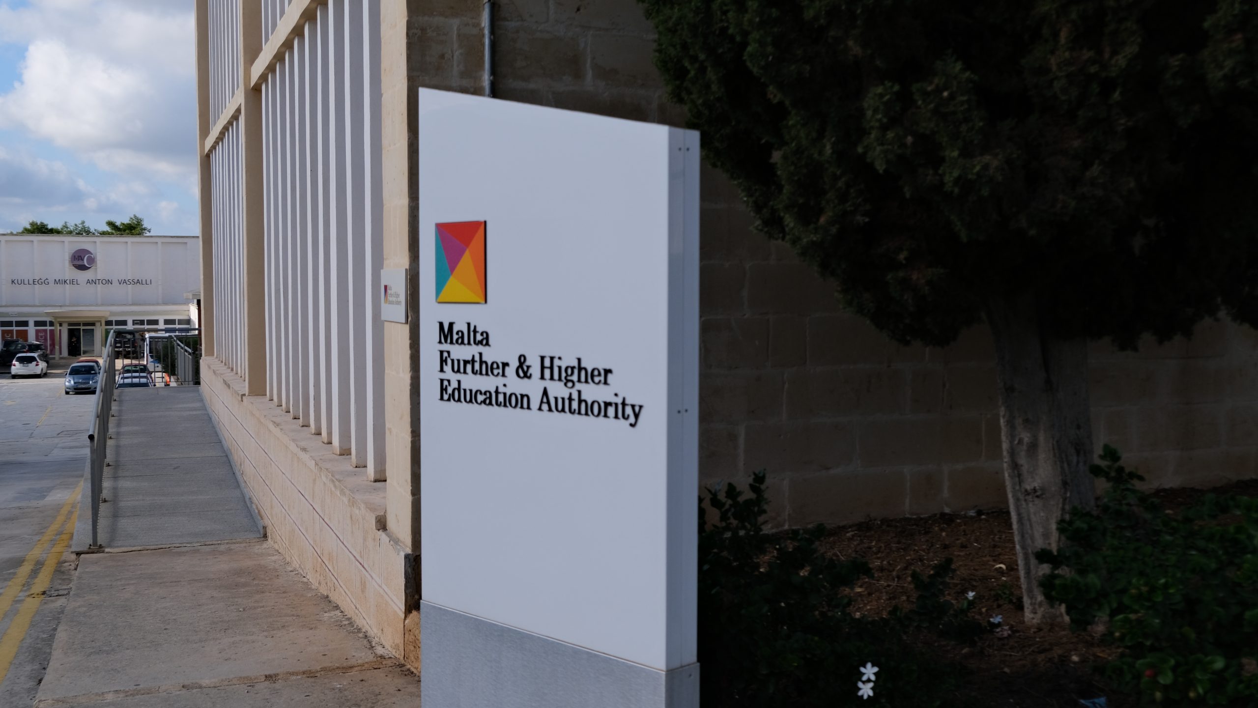 Sign with the MFHEA logo at their office in Malta. Photo: Chimène de Jonge