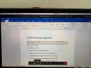 De gegeven opdracht in Word van Paulien Dijkstra in Microsoft Teams. Foto: Wen Xin van der Linden